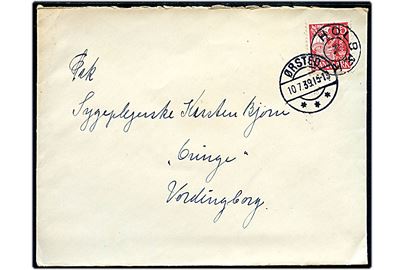 15 øre Karavel på brev annulleret med udslebet stjernestempel HOLBÆK og sidestemplet Ørsted d. 10.7.1939 til Vordingborg.