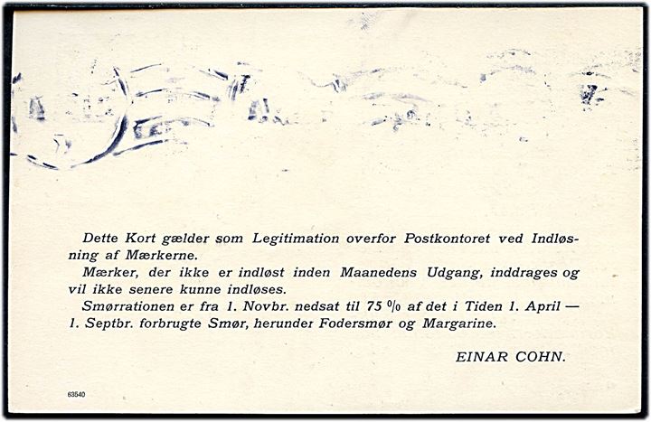 3 øre lokalt helsagsbrevkort (fabr. 43-H) fra Det Statistiske Departement vedr. sukkerration (6200 kg) for januar måned 1919 stemplet Kjøbenhavn d. 30.12.1918 til De forenede Bryggerier i København.