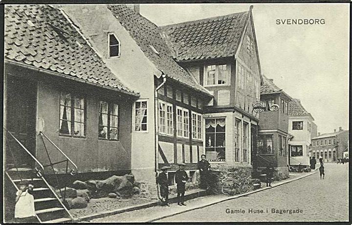Gamle huse i Bagergade, Svendborg. Stenders no. 3699