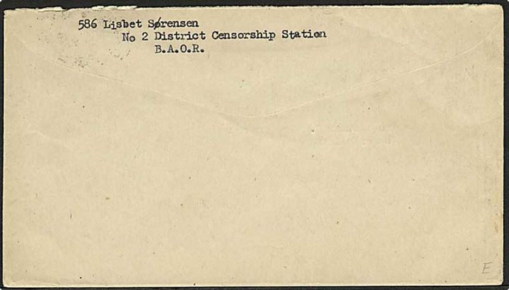 Ufrankeret britisk feltpostbrev stemplet Field Post Office 432 d. 18.7.1947 (= Hamburg, Tyskland) til Lemvig, Danmark. Fra dansk censor ved 2. District Censorship Station i Hamburg.