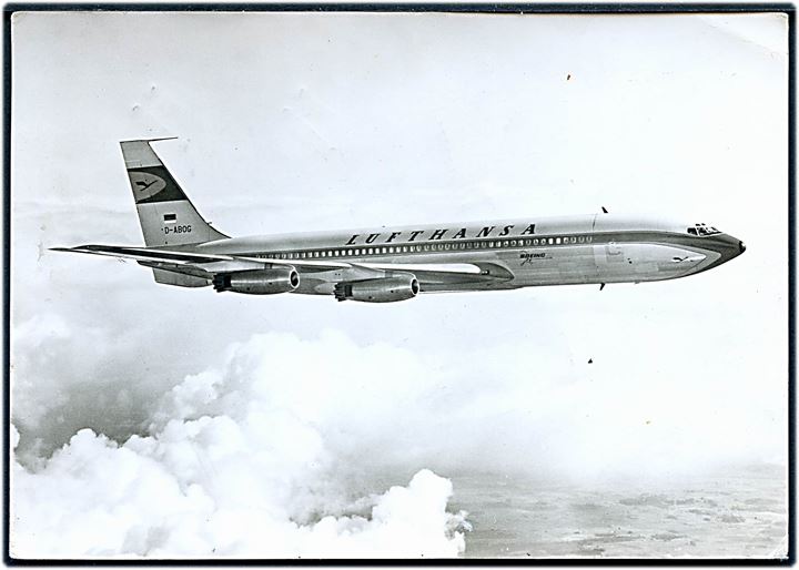 Boeing 707 D-ABOG fra Lufthansa. Reklamekort anvendt fra Indien 1962.
