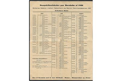 Dampskibsselskabet paa Bornholm af 1866. Sejlplan for sommersæsonen 1951 mellem København og Rønne.