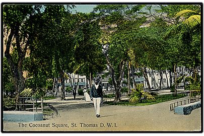 D.V.I., St. Thomas, The Cocoanut Square. Lightbourn u/no. Frankeret med 5 bit Fr. VIII sendt som tryksag fra Frederiksted d. 4.9.1911 til USA.