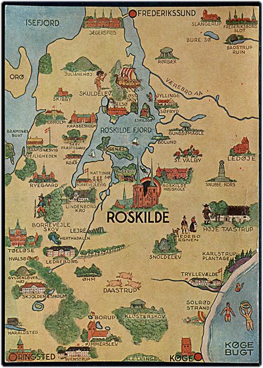 Hold ferie i Roskilde og dens skønne Omegn med landkort og seværdigheder. Roskilde Turistforening u/no.