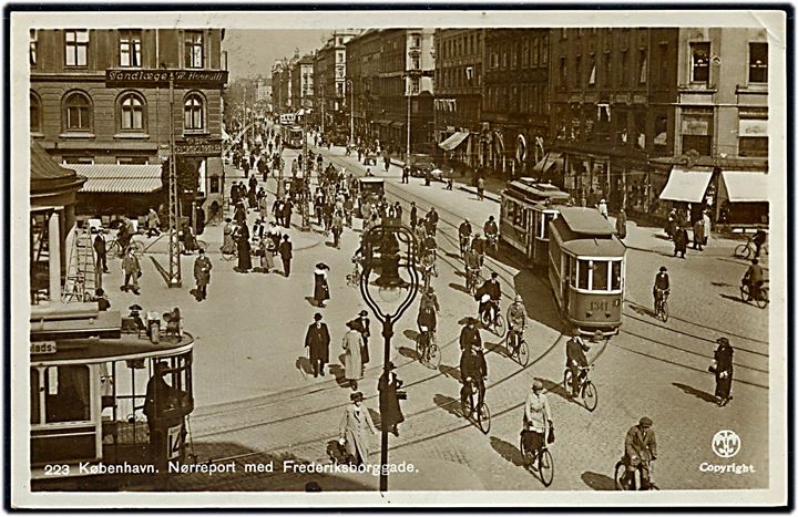 Købh., Nørreport med Frederiksborggade med sporvogne. A. Vincent no. 223.