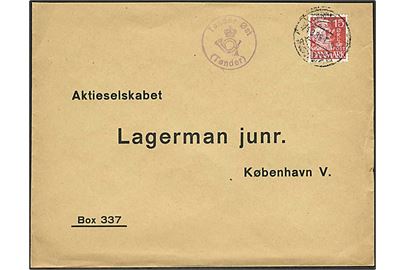 15 øre Karavel på brev annulleret med svagt bureaustempel Sønderborg - Tønder d. 25.3.1939 og sidestemplet med posthornstempel Tønder Øst (Tønder) til København.