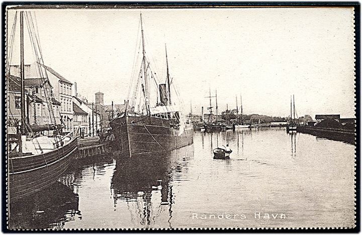 Randers, havn med dampskib. Stenders no. 736.