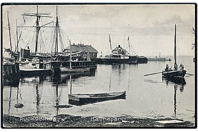 Rudkøbing, havn med sejl- og dampskibe. Stenders no. 13112.