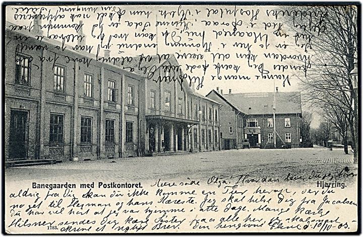 Hjørring, Banegaarden og Posthuset. No. 1783.