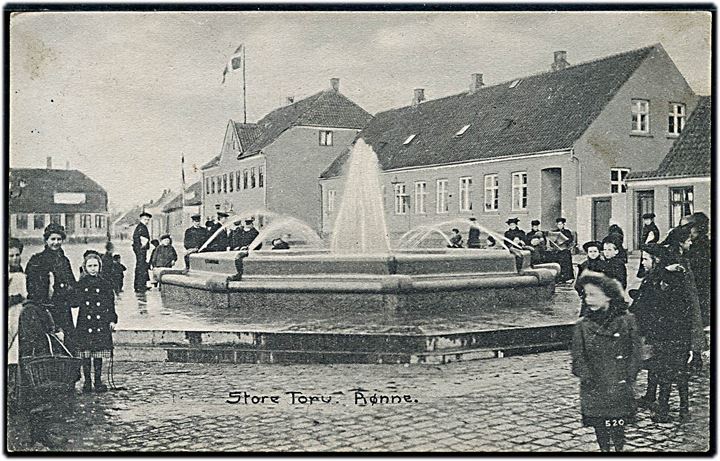 Rønne, Store Torv med springvand. Frits Sørensen no. 20.