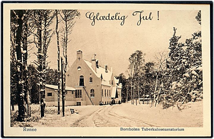 Rønne, Bornholms Tuberkulosesanatorium i sne. Julekort. Colberg u/no.