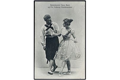 Balletmester Hans Beck og Fru Valborg Guldbrandsen. Sk. B. & Kf. no. 3142.