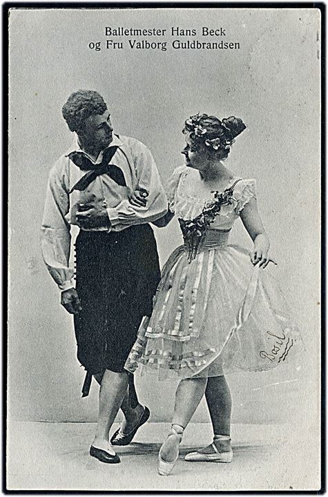 Balletmester Hans Beck og Fru Valborg Guldbrandsen. Sk. B. & Kf. no. 3142.