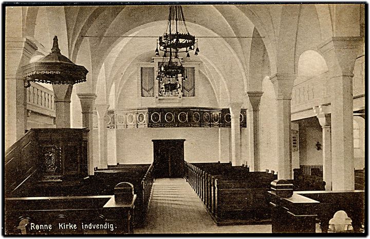 Rønne kirke indvendig. Stenders no. 19217.