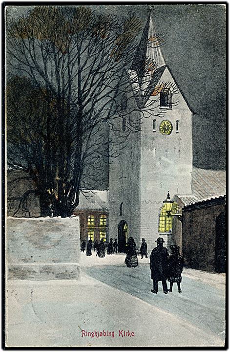 Tegnet kort af Ringkøbing kirke. N.P. Holm u/no.