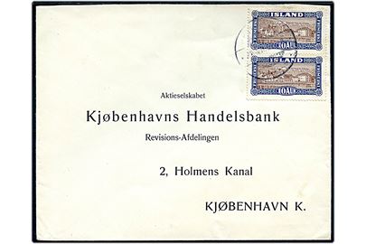 10 aur Landskab i parstykke på brev fra Reykjavik d. 23.8.183? til Kjøbenhavn, Danmark.