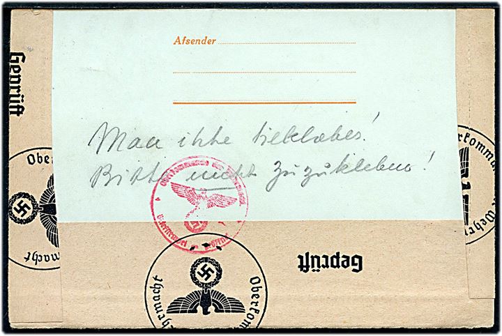 10 øre helsags korrespondancekort (fabr. 66-H) opfrankeret med 5 øre, 7 øre og 8 øre Bølgelinie sendt umiddelbart inden den danske besættelse fra Nibe d. 8.4.1940 til Berlin, Tyskland. Åbnet af tysk censur i Berlin. 
