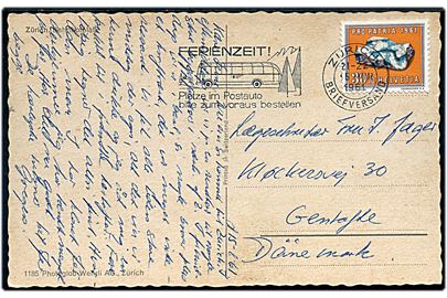 30+10 c. Pro Patria 1961 på brevkort fra Zürich d. 15.8.1961 til Gentofte, Danmark.
