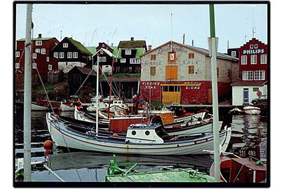 Thorshavn, havneparti med fiskefartøjer. Frankeret med 4 kr. Nordens Hus og sendt fra Tórshavn 1993 til Tyskland.