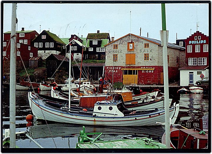 Thorshavn, havneparti med fiskefartøjer. Frankeret med 4 kr. Nordens Hus og sendt fra Tórshavn 1993 til Tyskland.