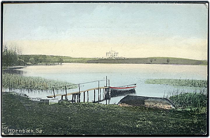 Hornbæk, Hornbæk sø med  Dr. E. Brünniches Privatklinik i baggrunden. A. Vincent no. 3102.