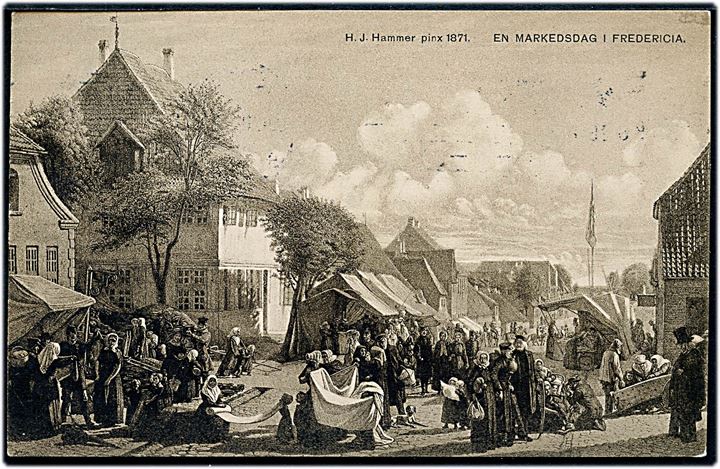 Fredericia, en markedsdag i 1871. Efter maleri af H. J. Hammer. W. & M. no. 6.