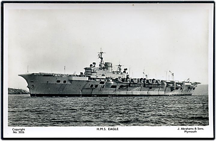HMS Eagle, britisk hangarskib. J. Abrahams & Sons no. 3026.