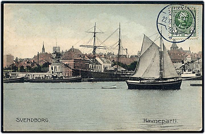 Svendborg, havnen med sejlskibe. Stenders no. 7341.