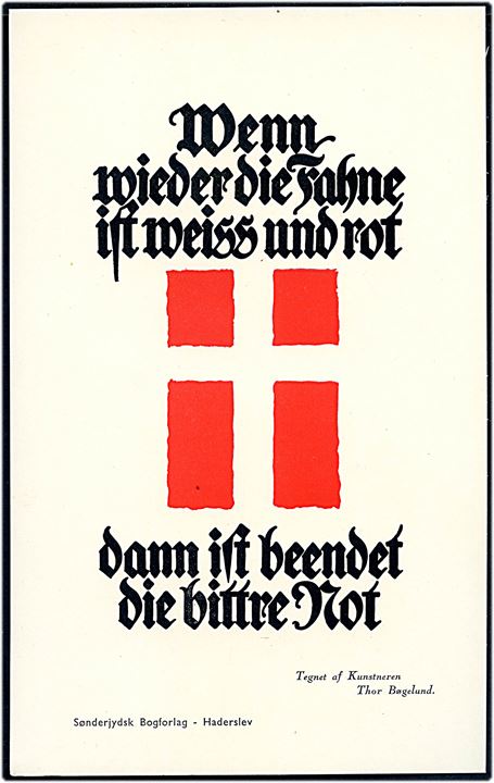 Genforening. Valgagitationsplakat af Thor Bøgelund. Udgivet af Sønderjydsk Bogforlag i Haderslev. U/no. (12,3x20 cm) - ikke postkort