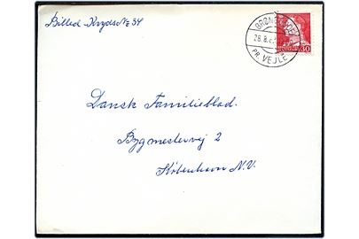 30 øre Fr. IX på brev annulleret med pr.-stempel Brønsodde pr. Vejle d. 28.8.1962 til København.