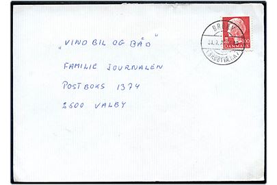 100 øre Margrethe (kort tak) på brev annulleret med parentes stempel Broby (Brobyværk) d. 31.7.1976 til Valby.