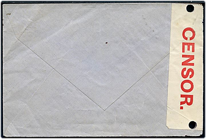 50 c. på brev fra Guatemala d. 12.4.1916 til professor Dr. Julius Wagner i Leipzig, Tyskland. Åbnet af britisk censur med usædvanlig hvid banderole med rød skrift og signatur JLFA. 2 arkivhuller.