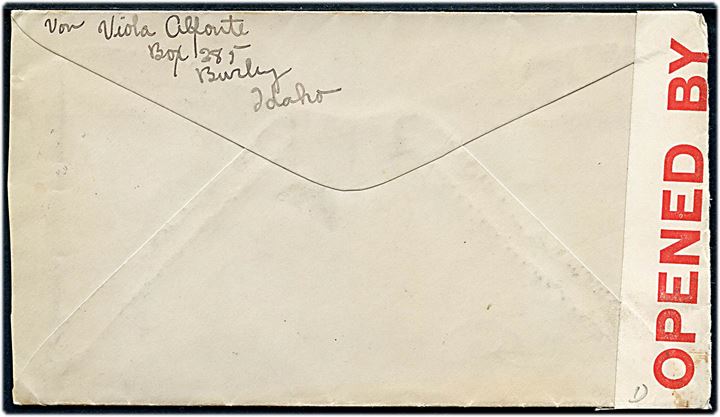 1 cent og 2 cents (2) Washington på brev fra Burley d. 26.?.1916 til Berlin, Tyskland. Åbnet af britisk censur med særlig hvid banderole med rød skrift og signatur. 