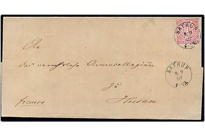 Norddeutscher Postbezirk 1 gr. single på brev fra Satrup d. 8.9.1869 til Husum.