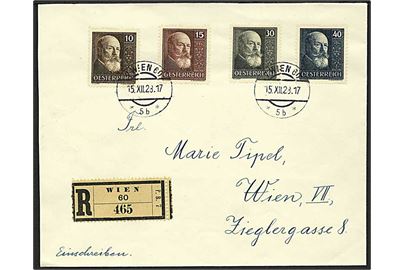 Komplet sæt Hainisch på anbefalet brev i Wien d. 15.12.1928.