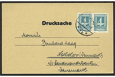 4 gr. i parstykke på tryksags-brevkort fra Wien d. 3.10.1927 til Nakskov, Danmark.