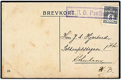 8 øre Bølgelinie på brevkort dateret d. 18.6.1925 med særstempel B.H.D. Postbod 2 (= Børnehjælpsdagen Postbod 2) til København.