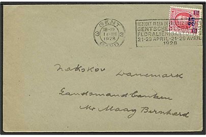 35/40 c. provisorium på brev fra Gent d. 14.3.1928 til Nakskov, Danmark.