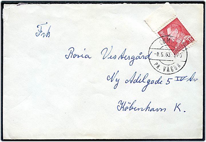 35 øre Fr. IX på brev annulleret med pr.-stempel Sumba pr. Vagúr d. 8.5.1963 til København.