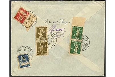 70 c. blandingsfrankeret anbefalet brev fra Chiasso d. 17.10.1929 til Nakskov, Danmark.