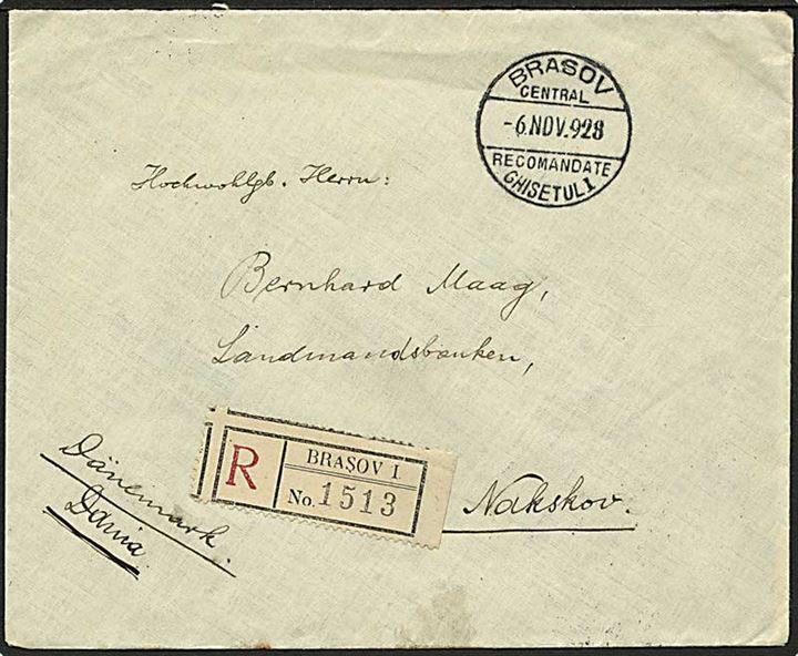 10 Lei Kong Michael i parstykke på bagsiden af anbefalet brev fra Brasov d. 6.11.1928 til Nakskov, Danmark.