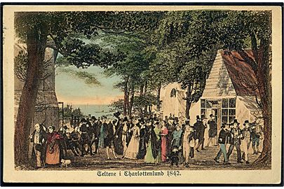 Teltene i Charlottenlund 1842. Stenders serie fra gamle Dage no. 24285.