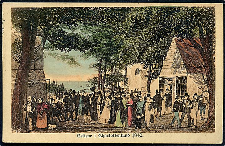 Teltene i Charlottenlund 1842. Stenders serie fra gamle Dage no. 24285.