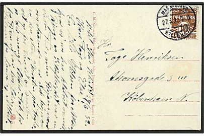 10 øre Bølgelinie på brevkort annulleret med bureaustempel Masnedsund - Kallehave T.9 d. 27.6.1932 til København.