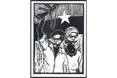 Solidaritet med Afrika. Kunstnerkollektivet RØDE MOR. Politisk billede ca. 1970. Uden adresselinier.