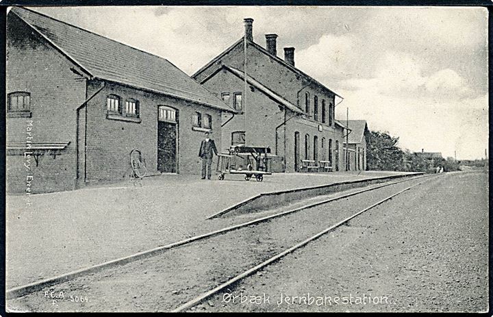 Ørbæk jernbanestation. Martin Levy F.C.A.F. no. 5064.