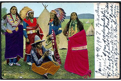 Amerikanske indianer. Reliefkort. Illustrated Postal Card Co. no. 77.-11