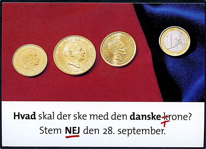 Stem NEJ den 28. September 2000. Afstemning om den fælleseuropæiske mønt EURO. Go-Card #4890.