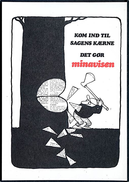 SF-dagbladet Miniavisen. Kom ind til sagens kærne. Tegnet af H. Sandøy.