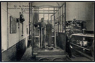 Belgien. Le Charbonnage. Maskinrummet med personale ved en kulminedrift. Ed. Nels, Bruxelles no. 6.
